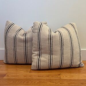 Neutral Stripe Accent Pillow - Cream and Black